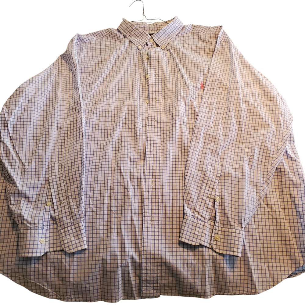 Ralph Lauren Blue and White Casual Button Down Shirt